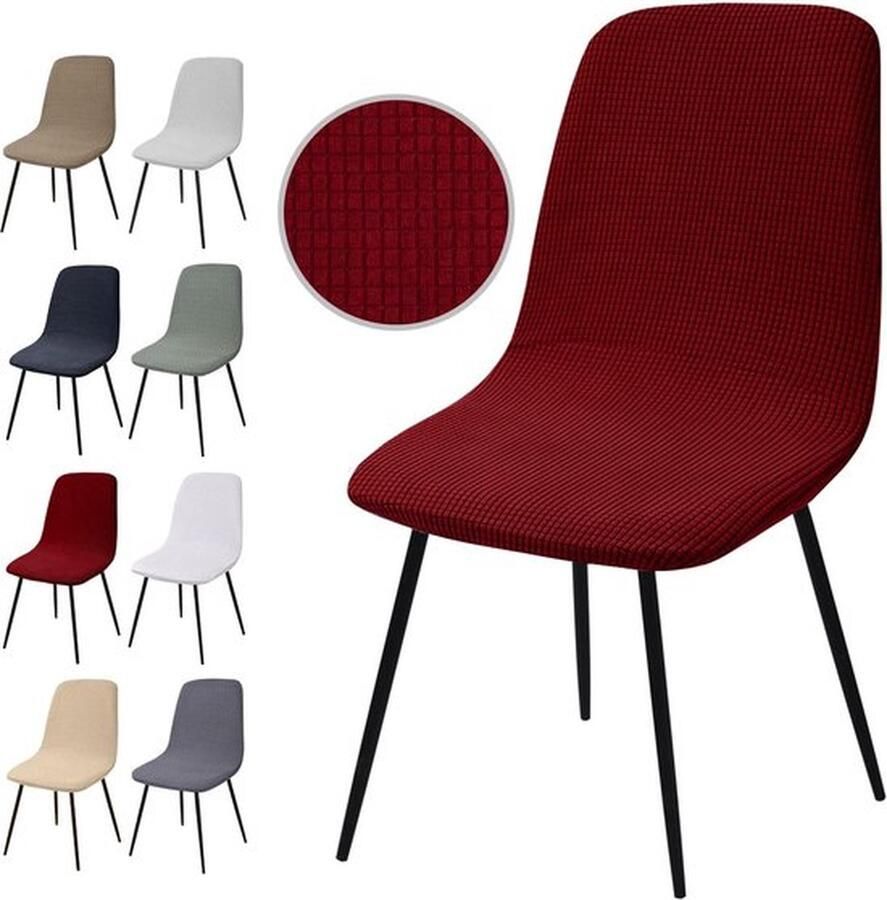 PolkaHome Stoelhoezen Set van 4 Stuks Stretch Stoelhoezen Jacquard Eetkamerstoelhoezen Universele Stoelhoezen Afneembaar Wasbare Stoelhoes voor Eetkamer Hotel Banket Bruiloft Feest(Bordeaux Set van 2)