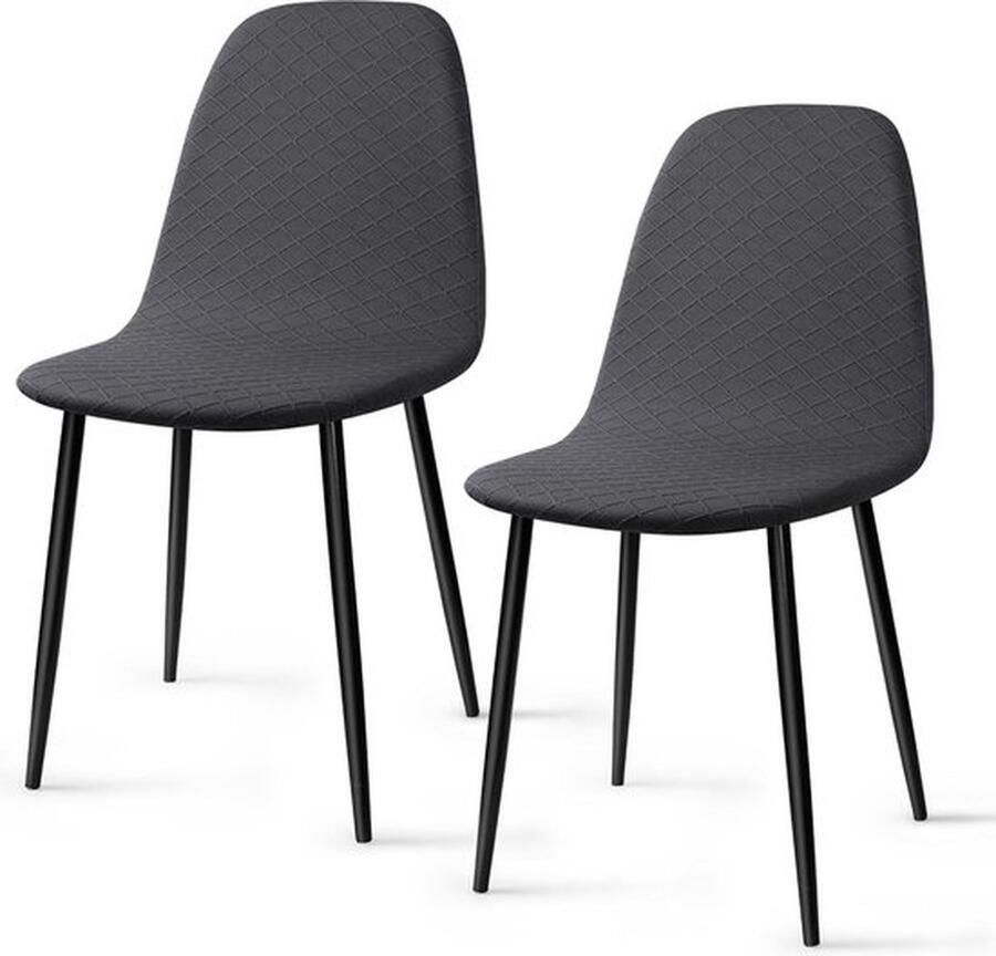PolkaHome Stretch Stoelhoes 2 Stuks Jacquard Eetstoelhoezen Universele Elastische Stoelhoezen Armloze Stoelbekleding Afneembare Wasbare Stoelhoes voor Thuis Hotel Restaurant Feest (Donkergrijs 2 Stuks)-KL
