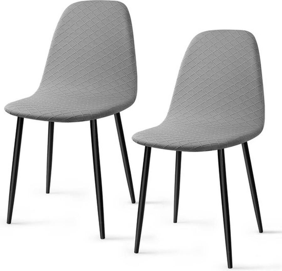 PolkaHome Stretch Stoelhoes 2 Stuks Jacquard Eetstoelhoezen Universele Elastische Stoelhoezen Armloze Stoelbekleding Afneembare Wasbare Stoelhoes voor Thuis Hotel Restaurant Feest (Lichtgrijs 2 Stuks)-KL