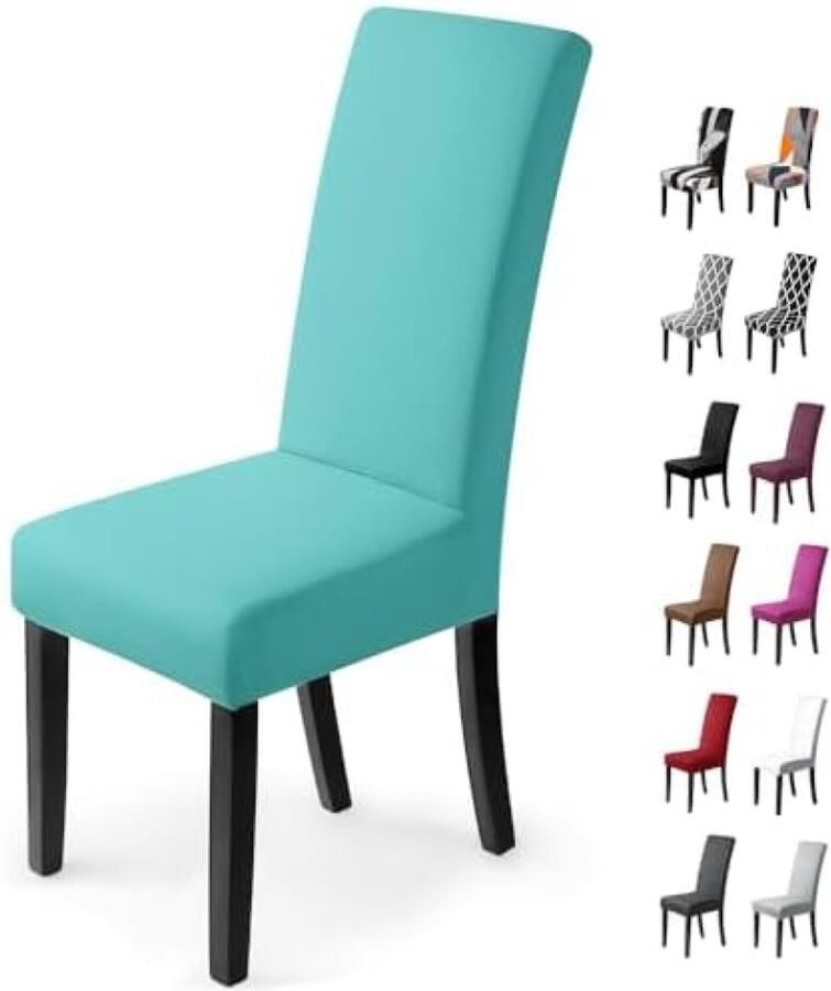 PolkaHome Stretch Stoelhoezen 4 Stuks Verwijderbare en Wasbare Eetkamerstoelhoezen Geschikt voor Hotel Restaurant Banket en Bruiloftsfeest Pauw Blauw