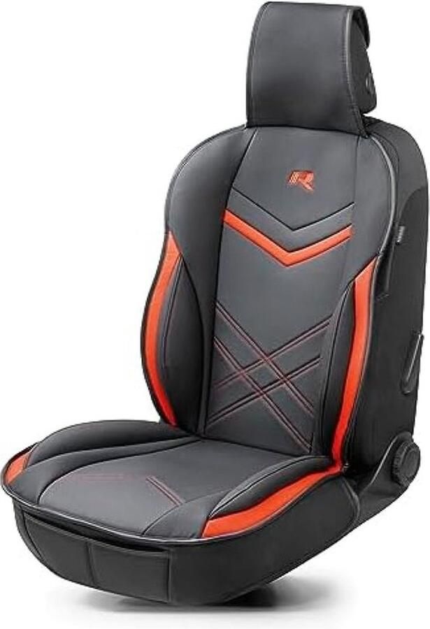 PolkaHome Universele stoelhoes en beschermmat in zwart-rood stoelbeschermer voor auto's en vrachtwagens in racing look