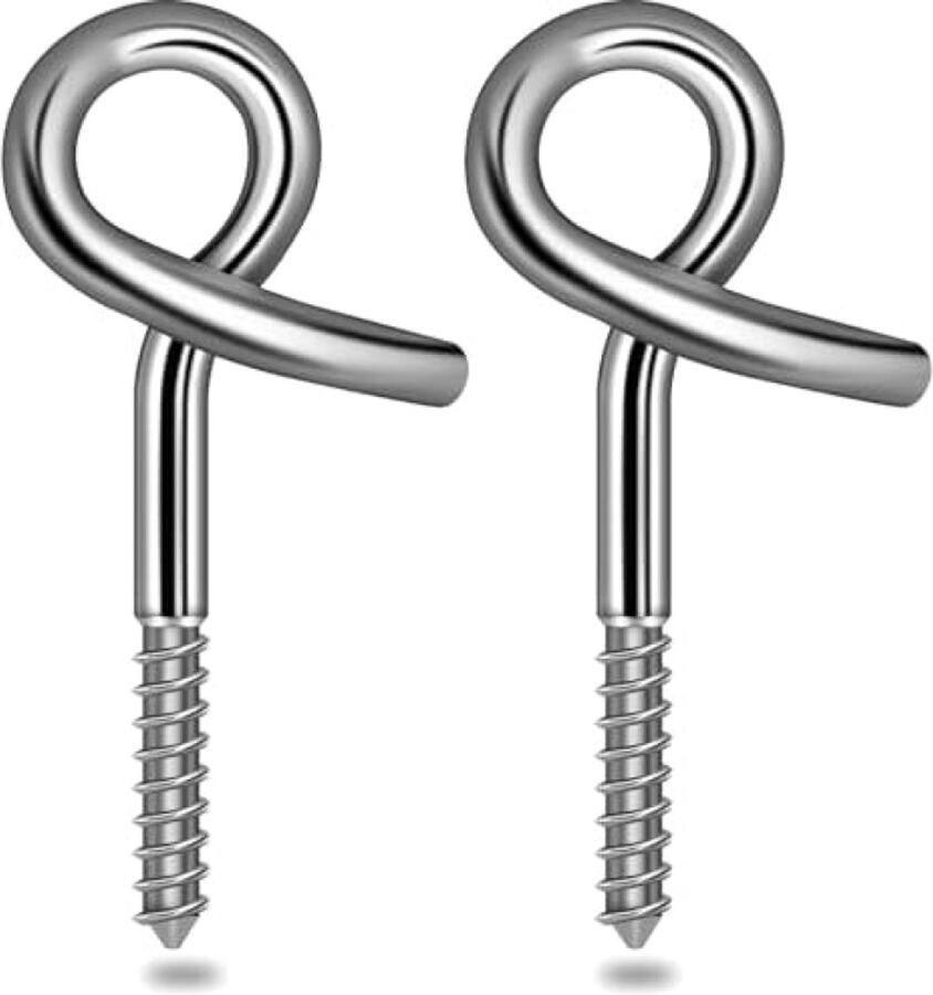 PolkaHome Veiligheidsschommelhaken 2 stuks plafondhaken met draad veiligheidshaken voor schommel hangstoel en meer M10-schommelhaak voor hout en beton