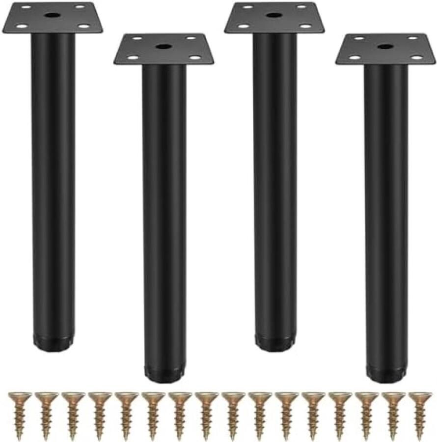 PolkaHome Verstelbare Meubelpoten Metaal Zwart 20 cm 4 stuks Voor Bank Tafel Stoel Bureau Keuken Kast