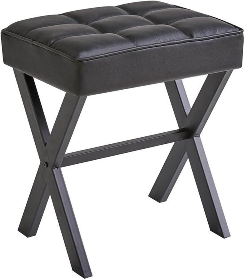 PolkaHome Vierkante make-upkruk multifunctioneel zwart PU voetensteun