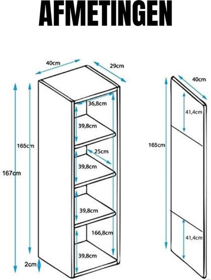 PolkaHome Vitrinekast Met Led Verlichting Vitrinekast Met Glas Vitrinekasten Woonkamer Verzamelkast Vitrine Kast Voor in de Keuken Woonkamer Eetkamer Slaapkamer – Wit 40 x 167 x 29 cm