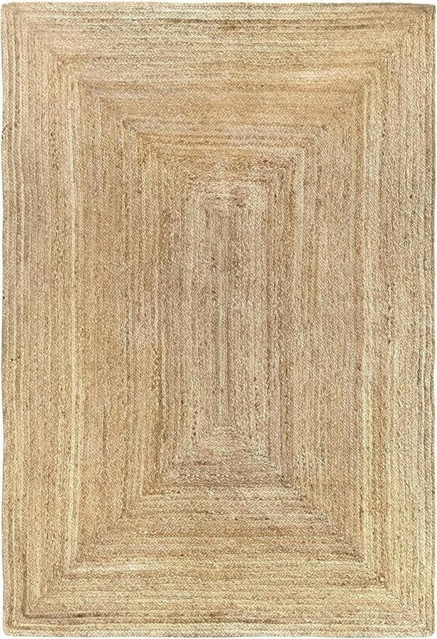 Famanu Vloerkleed Van Jute Tapijt Alhambra Natuurlijk 100% Natuurlijk Tapijt Van Jute Handgeweven Vloerkleed Voor Woonkamer Slaapkamer Eetkamer Gang Ingang (170x120cm)