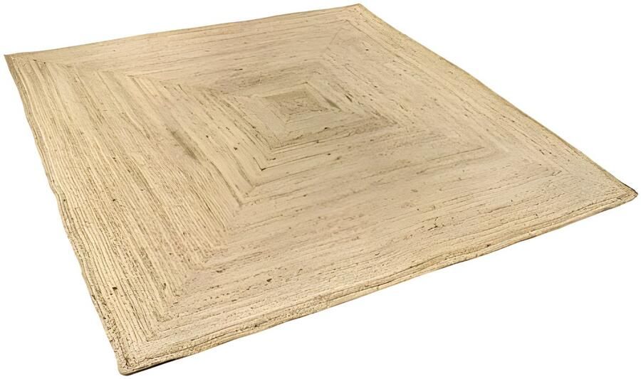 PolkaHome Vloerkleed Van Jute Tapijt Alhambra Natuurlijk 100% Natuurlijk Tapijt Van Jute Handgeweven Vloerkleed Voor Woonkamer Slaapkamer Eetkamer Gang Ingang 200x200cm