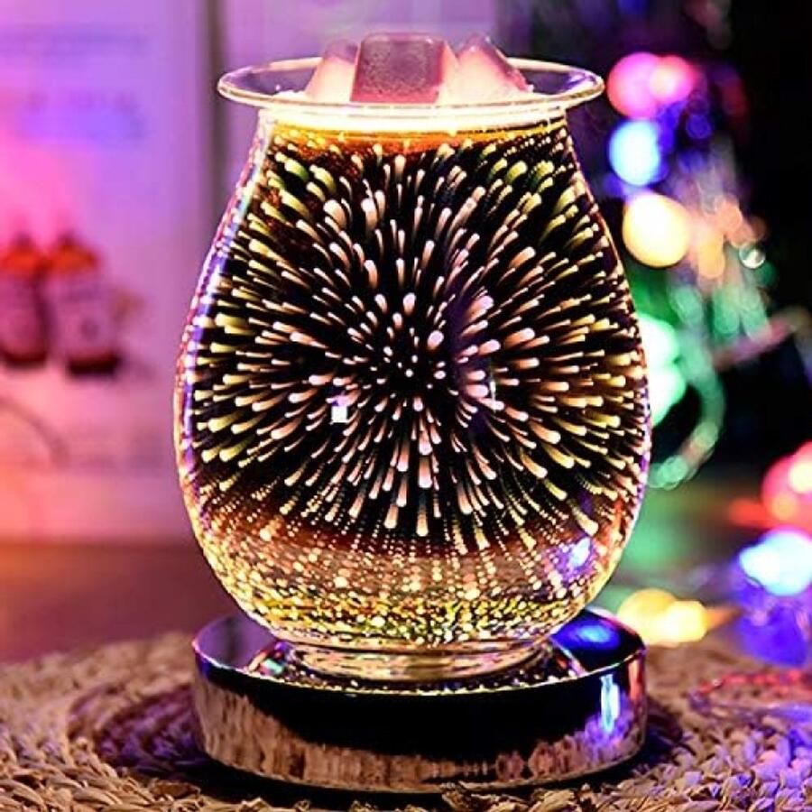 PolkaHome Vuurkoepellamp 3D Aromatherapie Lamp Elektrische Oliebrander Wax Smelter Diffuser met Nachtlichtfunctie Goud