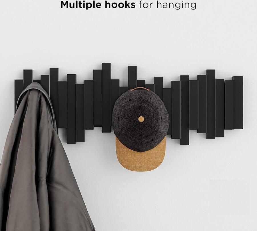 PolkaHome wandkapstok met 5 haken Zwart