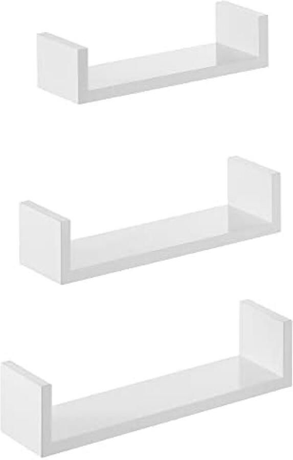 PolkaHome Wandplank Set van 3 Hangende Plank 30 35 40 cm Hoogglans Oppervlak Decoratief Creatief voor Slaapkamer Woonkamer Keuken en Gang Belastbaar tot 3 4 5 kg Wit