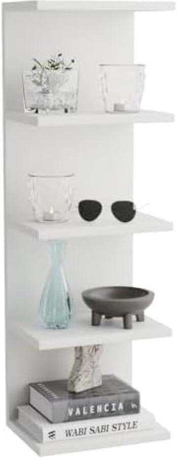 PolkaHome Wandplank Set van 5 Zwevende Planken Boekenplanken Opbergplanken voor Woonkamer Slaapkamer Badkamer Keuken of Kantoor Wit