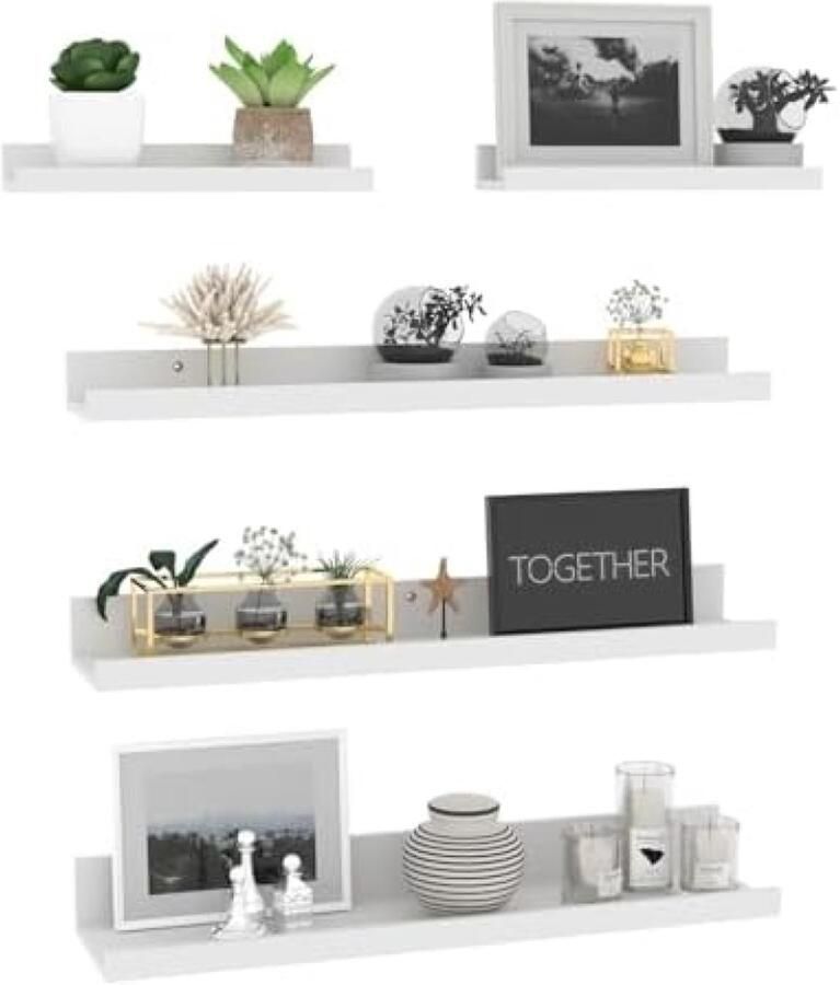 PolkaHome Wandrek van composiethout 60 cm zwevend rek voor woonkamer keuken slaapkamer of kantoor set van 5 verschillende maten