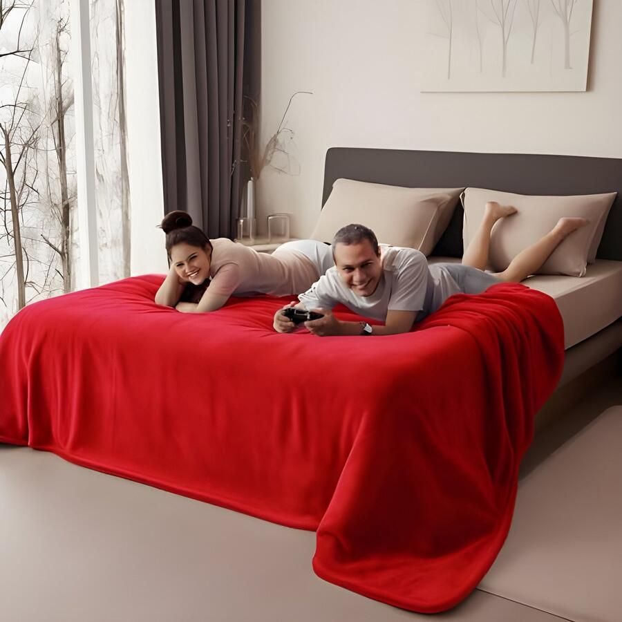 PolkaHome Waterdichte deken voor op bed Ideaal voor koppels 203.2 × 228.6 cm vlekbestendige spatdeken waterbestendig en morsbestendig ontwerp ideaal voor koppels voor liefde en gezellige momenten