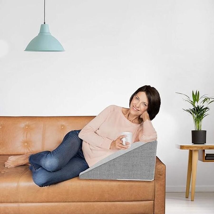 PolkaHome Wigkussen voor bed & bank rugkussen en beenkussen comfortabel leeskussen van stevig schuim kniekussen aderkussen voor ontspanning en zwangerschap standaard reflux-kussen