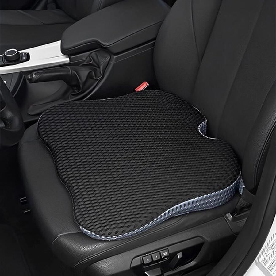 PolkaHome Wigvormig kussen voor autostoel zitkussen traagschuim wigkussen ergonomisch traagschuim kussen voor auto bureaustoel bed rolstoel zwart - Foto 2