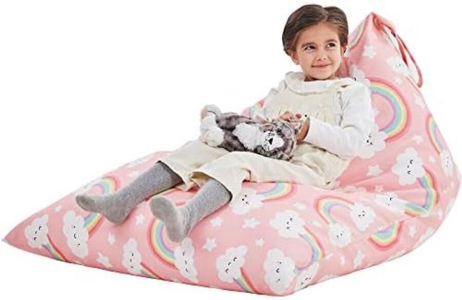 PolkaHome Zachte Speelgoed Zitzak Roze Knuffelopbergzak met Rugsteun