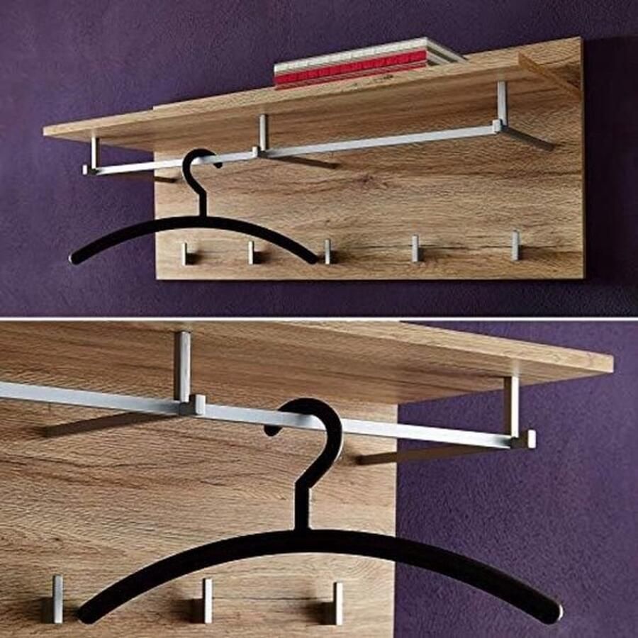 PolkaHome Zitbanken en kisten wit hoogglans afzettingen San Remo eiken licht geribbeld 90 x 37 x 30 cm met plank