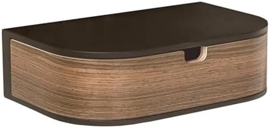 PolkaHome Zwevend Wandrek met Lade Houten Hangend Wandrek Multifunctioneel Opbergrek voor Slaapkamer Woonkamer of Kantoor Zwart Walnoot 1 Lade