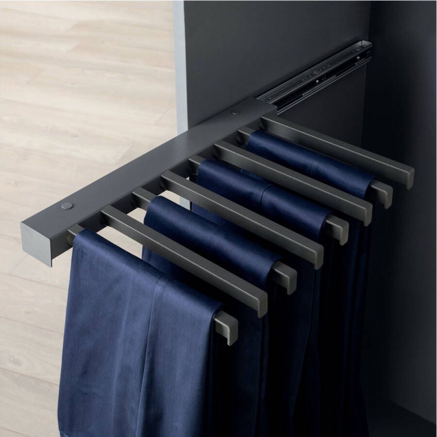 Polry Broekenhouder op uittrekbare geleider voor 8 broeken antraciet