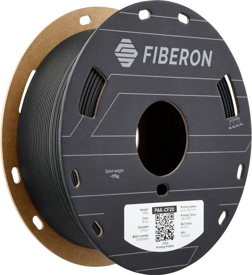 Polymaker FG03001 Fiberon™ PA6-CF20 Filament PA6-CF Koolstofvezelversterkt Hittebestendig Niet-trekkend 1.75 mm 500 g