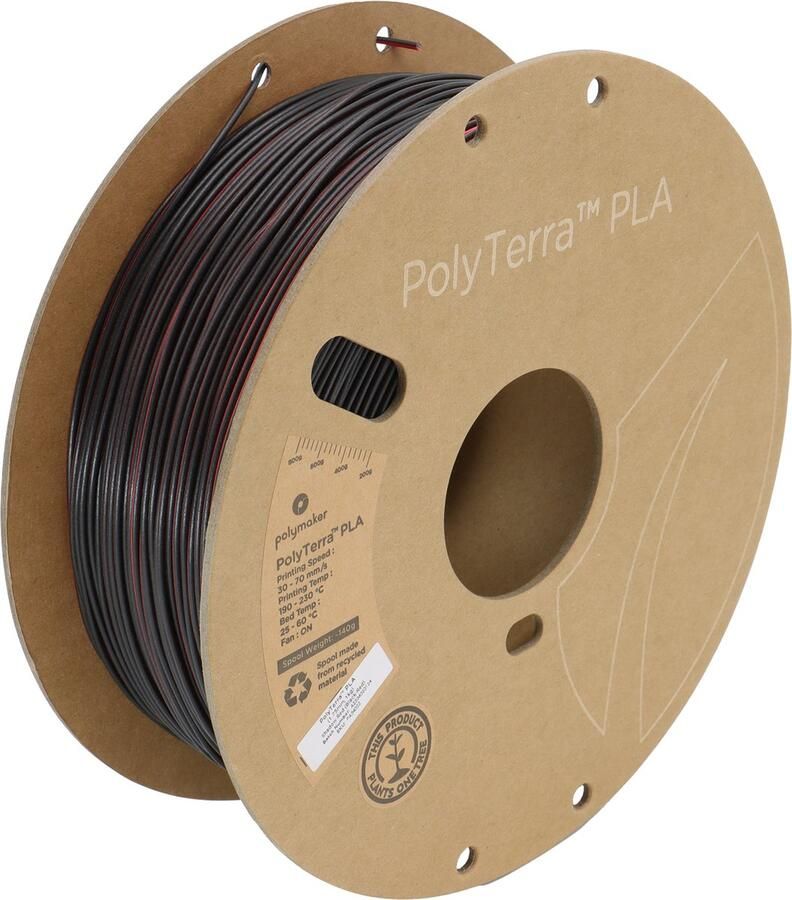 Polymaker PolyTerra PLA Filament Dual Shadow Red (Black-Red) 1.75 mm 1KG