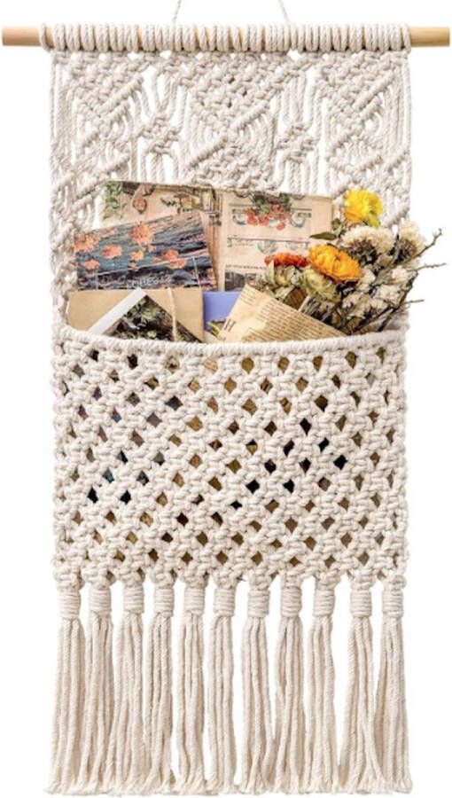 Poolster Macramé Wandkleed – Wandhanger – Wandrekje – Muurhanger Organizer – Wandkleed – Wanddecoratie – Bohemian Stijl Afmetingen: 82 cm Hoog x 27 cm Breed