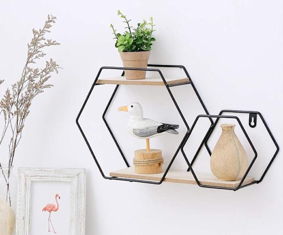 Poolster Wandrek Metaal Zwart – Wandrek Industrieel – Wandplank Zwevend – Breedte 41 5 cm - Foto 3