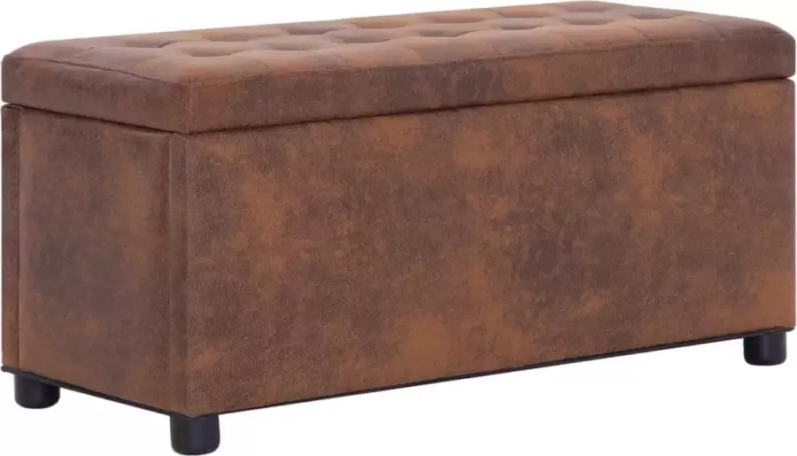 Porfuno Opberghocker kunstsuède bruin 87 5 x 36 x 40 cm (L x B x H) opslagbank verborgen opbergvak salontafel voetenbank opbergbank hocker suède gemakkelijk te reinigen duurzaam robuust luxe uitstraling elegant