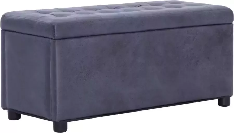 Porfuno Opberghocker kunstsuède grijs blauw 87 5 x 36 x 40 cm (L x B x H) opslagbank verborgen opbergvak salontafel voetenbank opbergbank hocker suède gemakkelijk te reinigen duurzaam robuust luxe uitstraling