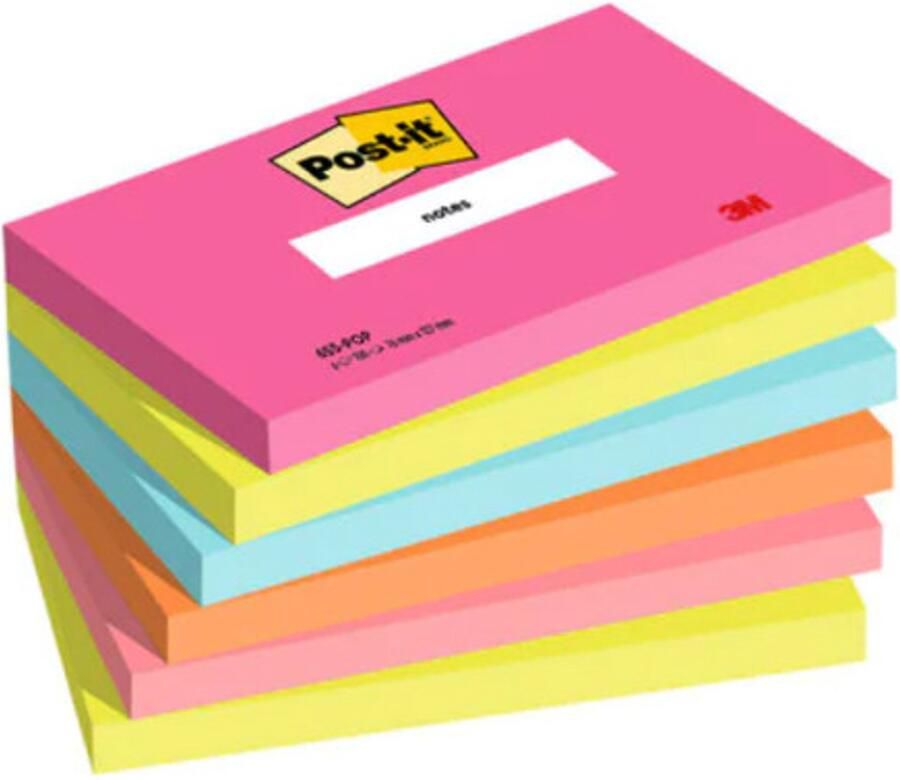 Post-it 7100259224 zelfklevend notitiepapier Rechthoek Blauw Groen Oranje Roze 100 vel Zelfplakkend