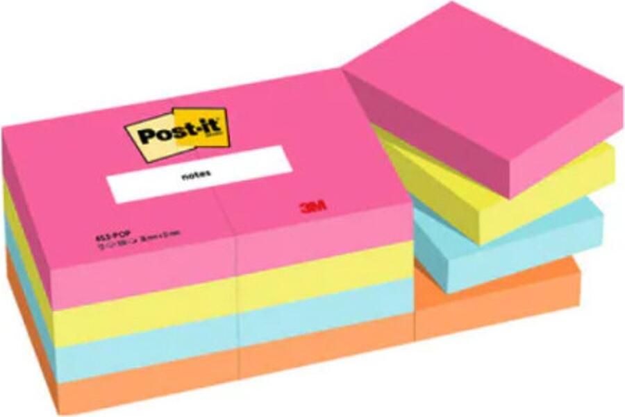 Post-it 7100259506 zelfklevend notitiepapier Rechthoek Blauw Groen Oranje Roze 100 vel Zelfplakkend