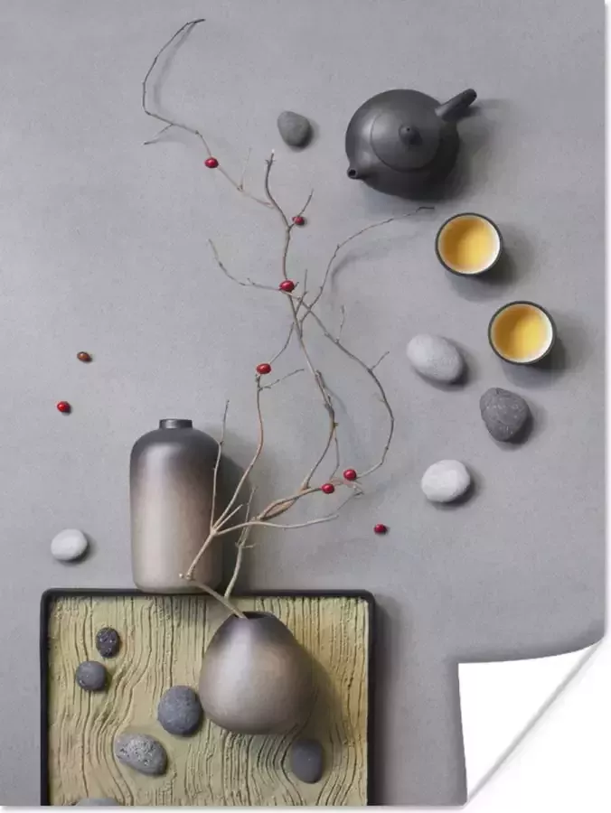 PosterMonkey Abstract stilleven van een tafel met thee poster papier 30x40 cm klein Foto print op Poster (wanddecoratie woonkamer slaapkamer)