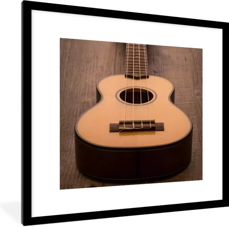 PosterMonkey Fotolijst incl. Poster Akoestische gitaar op een houten tafel 40x40 cm Posterlijst