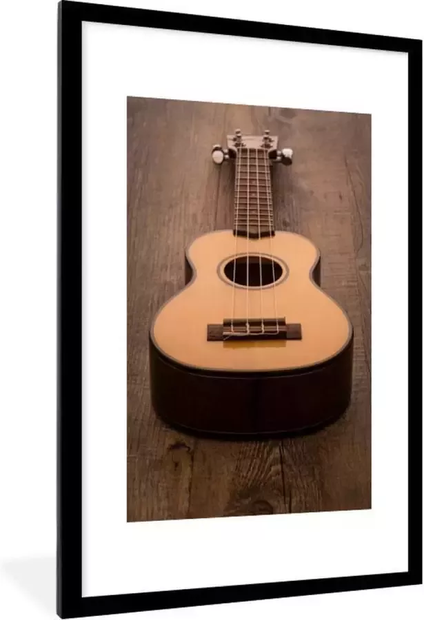 PosterMonkey Fotolijst incl. Poster Akoestische gitaar op een houten tafel 80x120 cm Posterlijst - Foto 2