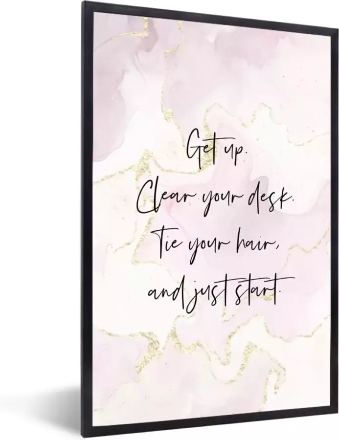 PosterMonkey Fotolijst incl. Poster Bureau Student Motivatie Quotes Marmer 60x90 cm Posterlijst