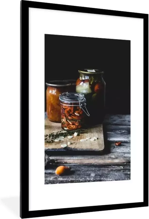 PosterMonkey Fotolijst incl. Poster Groenten in een weckpot op een houten tafel 80x120 cm Posterlijst - Foto 2