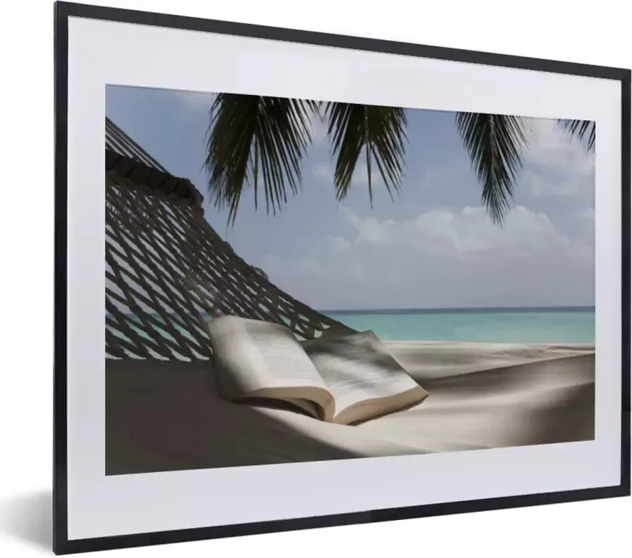 PosterMonkey Fotolijst incl. Poster Hangmat Boek Strand 40x30 cm Posterlijst