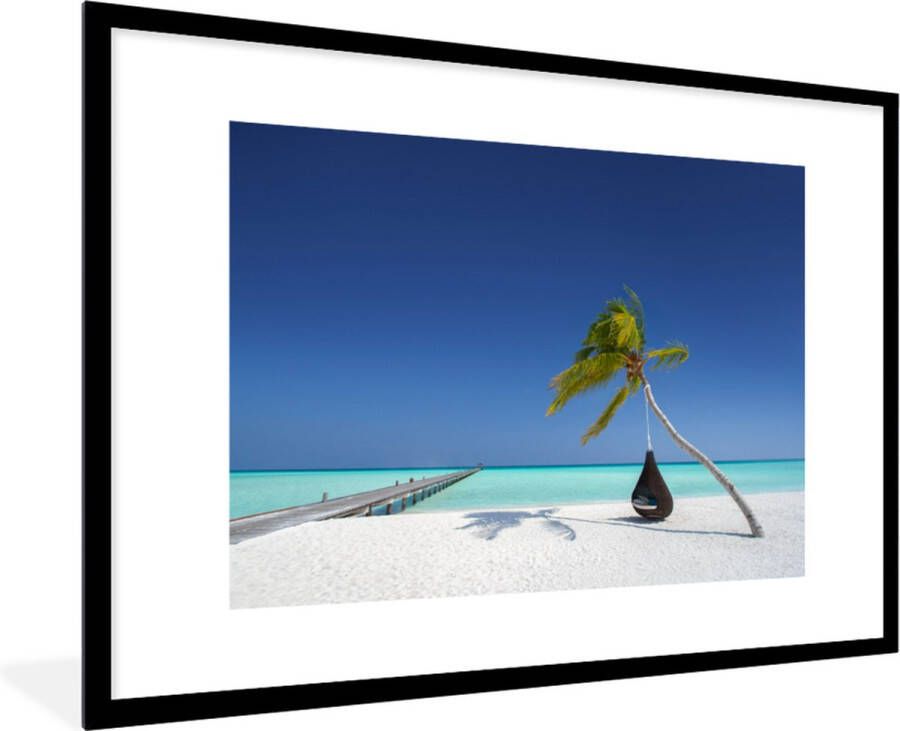 PosterMonkey Fotolijst incl. Poster Hangmat Palmboom Strand 90x60 cm Posterlijst