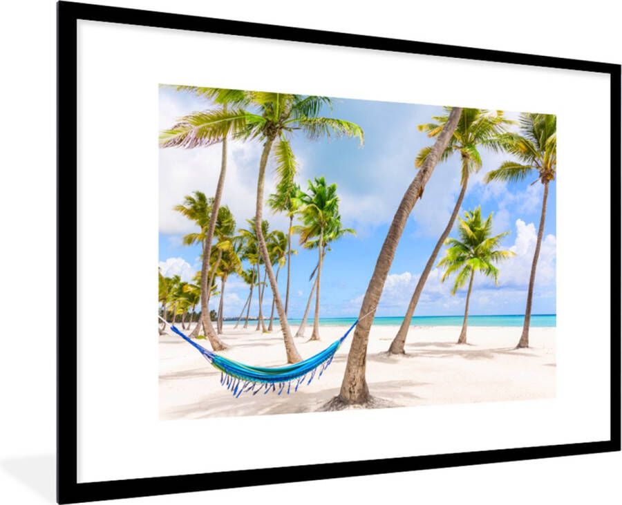 PosterMonkey Fotolijst incl. Poster Hangmat Strand Palmbomen 120x80 cm Posterlijst