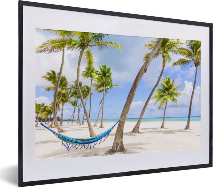 PosterMonkey Fotolijst incl. Poster Hangmat Strand Palmbomen 40x30 cm Posterlijst