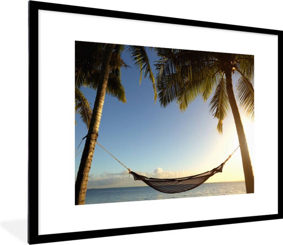 PosterMonkey Fotolijst incl. Poster Hangmat Tropisch Palmboom 80x60 cm Posterlijst