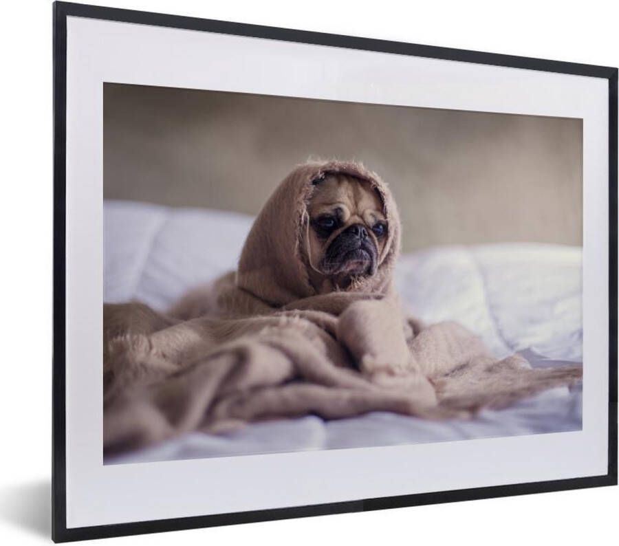 PosterMonkey Fotolijst incl. Poster Hond Deken Bed 40x30 cm Posterlijst