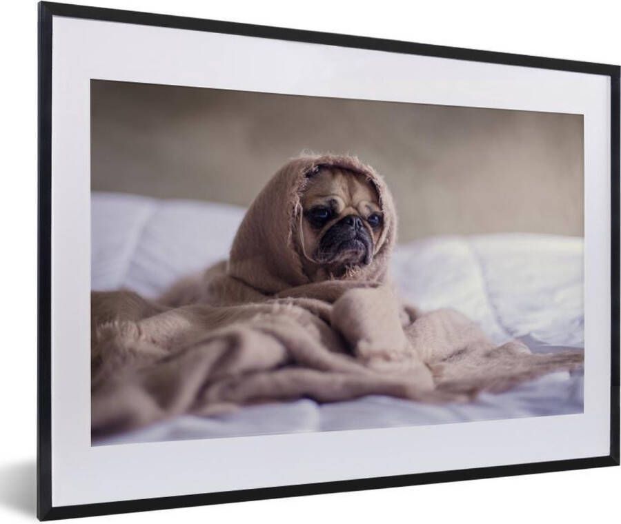 PosterMonkey Fotolijst incl. Poster Hond Deken Bed 60x40 cm Posterlijst