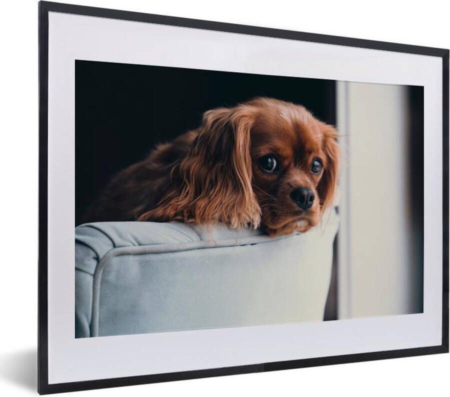 PosterMonkey Fotolijst incl. Poster Hond Stoel Kop 40x30 cm Posterlijst