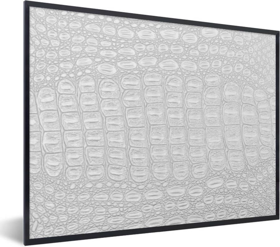 PosterMonkey Fotolijst incl. Poster Inductie beschermer Leer Zilver Dierenhuid 80x60 cm Posterlijst