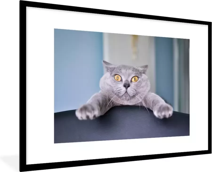PosterMonkey Fotolijst incl. Poster Kat Bang Stoel 120x80 cm Posterlijst