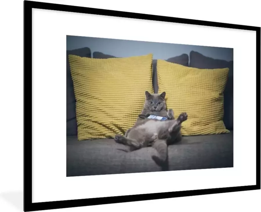 PosterMonkey Fotolijst incl. Poster Kat Bank Lui 120x80 cm Posterlijst