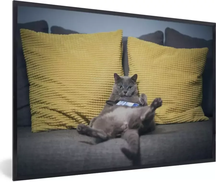 PosterMonkey Fotolijst incl. Poster Kat Bank Lui 30x20 cm Posterlijst