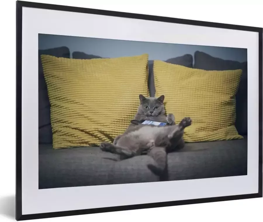 PosterMonkey Fotolijst incl. Poster Kat Bank Lui 60x40 cm Posterlijst