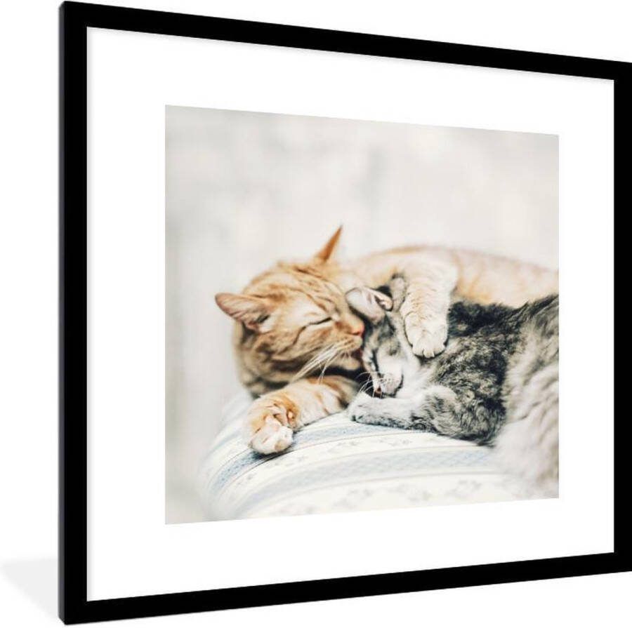 PosterMonkey Fotolijst incl. Poster Kat Knuffelen Stoel 40x40 cm Posterlijst - Foto 2
